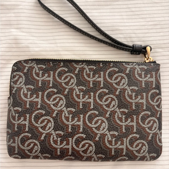 Coach Monogram Zip Wristlet in Brown and Gray - Picture 2 of 3